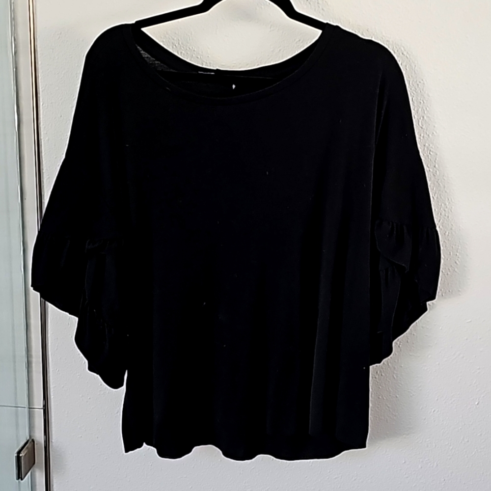 Sanctuary black ruffle sleeve blouse,  size Small